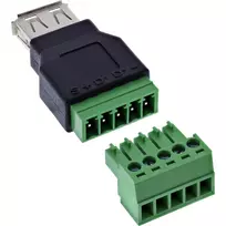 InLine 92504B laidas jungtis USB-A / gnybtų blokas, 5 kontaktų, juoda, žalia