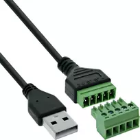 InLine 92504G laidas USB-A / gnybtų blokas, 5 kontaktų, juoda, žalia