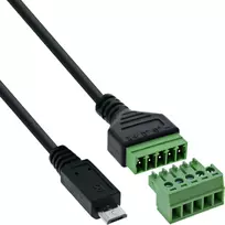 InLine 92504C laidas jungtis Micro USB / gnybtų blokas, 5 kontaktų, juoda, žalia