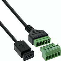 InLine 92504D laidas jungtuvas Micro USB / gnybtų blokas, 5 kontaktai, juoda, žalia