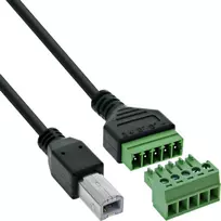 InLine 92504I laidas USB-B / gnybtų blokas, 5 kontaktų, juodas, žalias