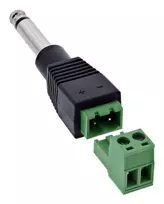 InLine 92504M laido jungtis 6.35 mm 2 kontaktų kištukas TS / gnybtų blokas 2 terminalai Juoda, Žalia