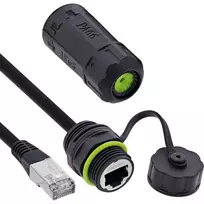 InLine 69927K adapter RJ45 lizdas į kištuką su 20 cm kabeliu, Cat.6A, IP68, M20