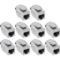 InLine 76202V Keystone RJ45 lizdas slim, SNAP-In, Cat.6A, su integruotu kabelio raiščiu, 10 vnt.