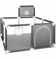 King Kids PRIMABOBO TEO kūdikių maniežas su krepšeliu Didelis sausas baseinas 126x126cm PILKA