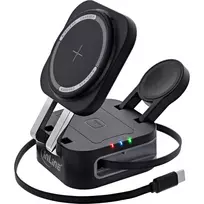Belaidis 3 viename įkroviklis InLine 33392T ausinėms, išmaniesiems telefonams ir laikrodžiams – USB maitinimas 9/12 V, juodas
