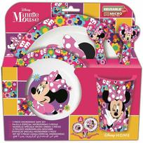 Stor Minnie Mouse Micro vaikiškas pietų rinkinys - lėkštė, dubuo, puodelis ir stalo įrankiai