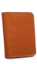 Plona vyriška odinė piniginė su monetų laikikliu SOLIER SLIM LIGHT BROWN