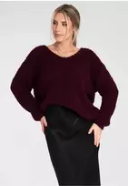 Megztinis moteriškas bordo pūkuotas Figl