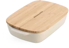 KitchenAid keramikinis indas 26x15,5x6,5 cm su migdolų kremo dangteliu
