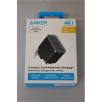 IŠPARDAVIMAS. Anker Nano Charger 70W, 3 ports, Black | Anker Nano Charger 70W, 3 ports, Black | 2 x 24 pin USB-C, 4 pin USB Type A | IŠPAKUOTA, MISSING INNER PACKAGING | A121AL11SO