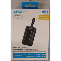 Anker Power Bank with Built-In USB-C Cable | A1688H11 | 10000 mAh | Black | PAŽEISTA PAKUOTĖ | A1688H11SO