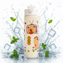 Eu Sandelis Vandens buteliukas su šiaudeliu ir kandikliu 800 ml CAPIBARA BD66