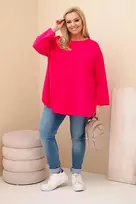 Moteriška Plus Size palaidinė su kišene, fuksijos spalvos
