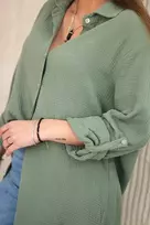 Moteriški muslino marškiniai oversize, chaki spalvos
