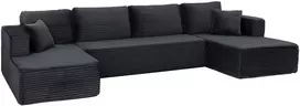 Modulinė sofa-lova, U formos, tamsiai pilka, 369cm