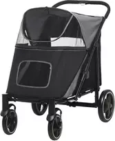 PawHut sulankstomas vežimėlis šunims iki 30 kg, su tinkliniais langeliais, saugos diržais, pagalve, pilkas