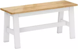 Aosom Suoliukas 2 asmenims, ąžuolo išvaizda, baltas rėmas, 95 x 30 x 45 cm