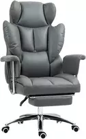 Aosom Ergonominė biuro kėdė, minkšta, su kojų atrama, reguliuojama atlošo padėtis, 360° pasukama, tamsiai pilka