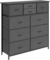 Aosom Komoda–indauja su medžiaginiais stalčiais, 10 skyrių, metalinis rėmas, 100 x 30 x 100 cm, juoda