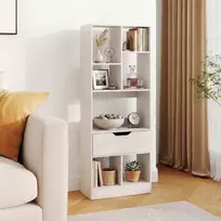 Promotion Laisvai pastatoma knygų lentyna su stalčiumi ir 7 atviromis nišomis, balta, 50 x 24 x 130 cm