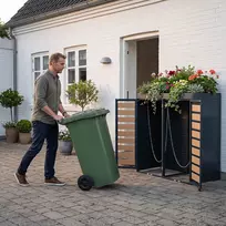 Promotion Dviejų šiukšlių konteinerių spinta su sodinimo stogu, cinkuotas metalas, juoda