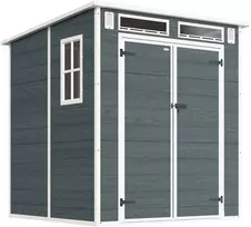 Aosom Sodo daiktų sandėliukas su medžio imitacija, pilkas, 2,89 m², 182 x 182 x 196 cm