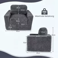 Sofa Promotion Porolono fotelis su nuimamu užvalkalu ir pagalve, pilkas, 90 x 80 x 80 cm