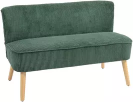 Aosom 2 vietų sofa, žalia, mediena, poliesteris ir putplastis, 117 x 56,5 x 77 cm