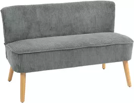 Aosom 2 vietų sofa, pilka, mediena, poliesteris, putplastis, 117 x 56,5 x 77 cm
