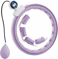 Aosom Išmanusis hula hoop lankas su svorio kamuoliuku ir skaitikliu, 16 segmentų, violetinis, 76-113 cm