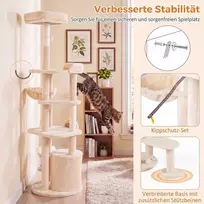 Promotion Didelis daugiaaukštis kačių medis su draskyklėmis, smėlio spalvos, 149 cm