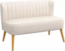 Aosom Retro dizaino 2 vietų sofa, kreminė balta, 117 x 56,5 x 77 cm