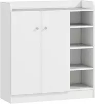 Aosom Batų spintelė, 4 lentynos, 1 spintelė, balta, 83 x 30 x 90 cm