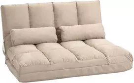 Aosom 2 viename grindų sofa-lova su reguliuojamu atlošu, smėlio spalvos, 102 x 73 x 60 cm