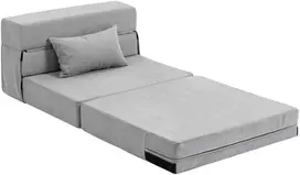 Aosom Sulankstoma grindų sofa-lova su pagalve, šviesiai pilka, 210 x 80 cm