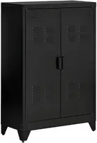 TV staliukas Aosom Metalinė daiktų laikymo spintelė su ventiliuojamomis dvivėrėmis durimis, juoda, 75 x 33 x 110 cm