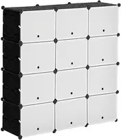 Aosom Modulinė lentynų sistema, 12 kubų, 125 x 32 x 125 cm, juoda ir balta