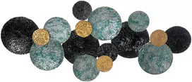 Pakabinamas šviestuvas Aosom 3D sienų dekoracija su apskritimais, metalas, mėlyna, auksinė ir juoda, 121 x 4 x 53 cm