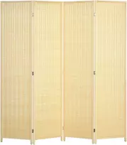 Aosom 4 dalių kambario pertvara, 180 x 180 cm, natūrali, bambukas ir medvilnė