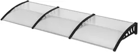 Aosom Durų stogelis, skaidrus/juodas, polikarbonatas, aliuminis ir plastikas, 303 x 96 x 27 cm