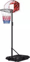 Aosom Reguliuojamas laisvai pastatomas krepšinio stovas, su tinklu ir ratukais, juodas, skaidrus, oranžinis, 179-209 cm