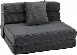 Aosom Sulankstoma grindų kėdė-lova 2 viename, tamsiai pilka, 100 x 76 x 62 cm