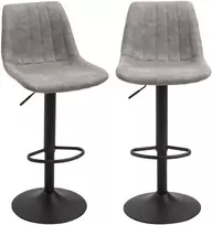 Aosom 2 vnt. baro kėdžių rinkinys retro dizaino, pilka + juoda, reguliuojamo aukščio, 89-110 cm