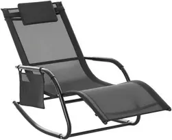 Aosom Supamasis sodo krėslas, metalas ir tinklelinis audinys, juoda / šviesiai pilka, 150 x 62 x 88 cm