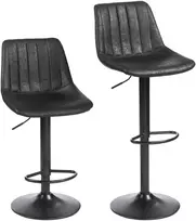 Aosom Reguliuojamos baro kėdės su atlošu ir pakoju, 2 vnt., 59–80 cm, juodos