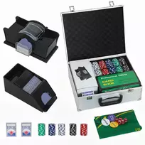 Aosom Pokerio rinkinys, 300 žetonų, sidabrinis, iki 8 žaidėjų