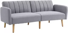 Aosom 2 vietų sofa-lova, šviesiai pilka, poliesteris su lino imitacija, kaučiukmedis, 173 x 75 x 73 cm