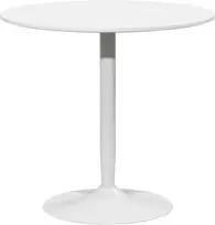 Aosom Apvalus valgomojo stalas 2 asmenims, Ø80 cm, MDF ir plienas, baltas, 75 cm