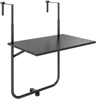 Aosom Balkono stalas, tvirtinamas prie turėklų, 6-15 cm storio, reguliuojamas, plienas, 62 x 60 x 85,5 cm, juodas